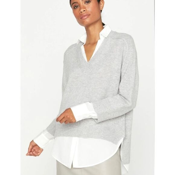 Brochu Walker The Looker Layered V-Neck Cashmere Blend Pullover XS - Picture 1 of 13